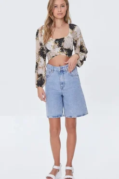 Floral Patternblock Crop Top