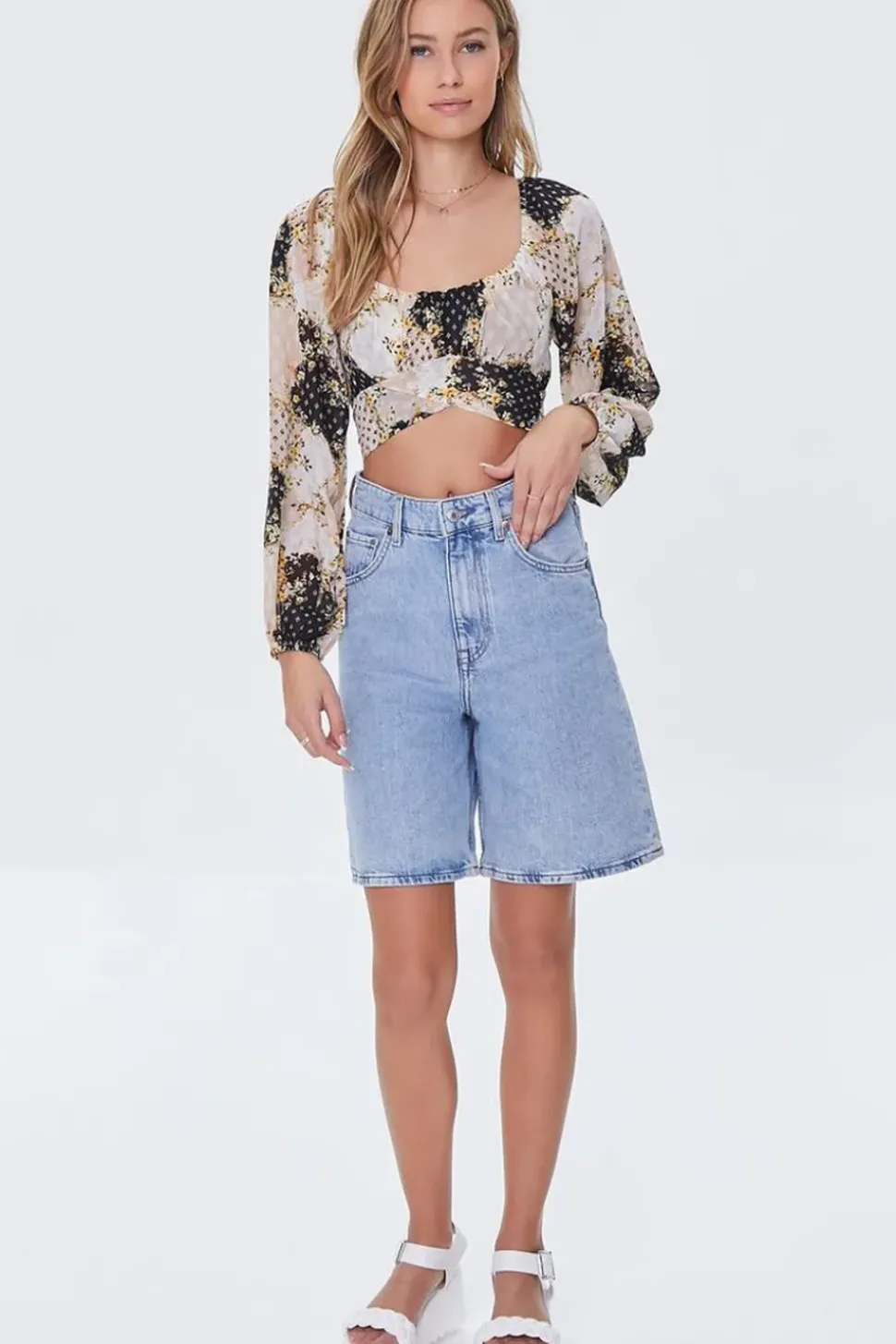 Floral Patternblock Crop Top