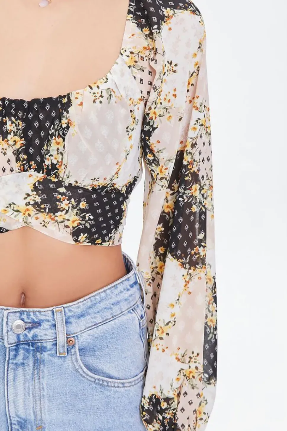 Floral Patternblock Crop Top
