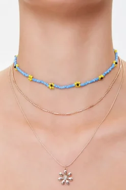 Floral Pendant Necklace Set