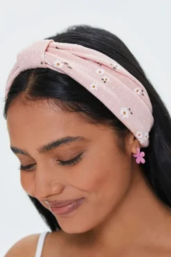 Floral Pin Dot Knotted Headwrap