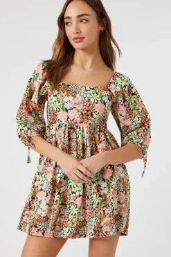 Floral Print Babydoll Dress