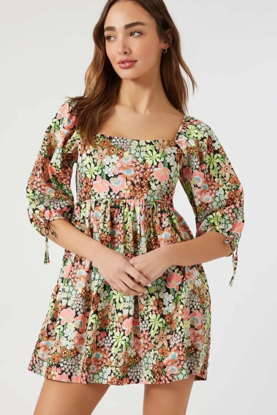 Floral Print Babydoll Dress