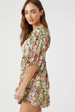 Floral Print Babydoll Dress