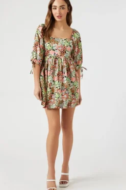 Floral Print Babydoll Dress