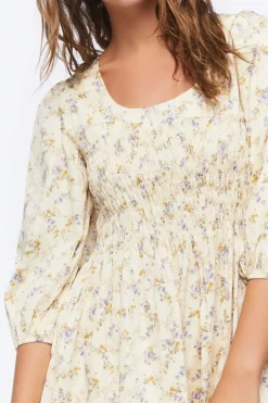 Floral Print Babydoll Mini Dress
