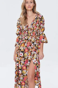 Floral Print Bell Sleeve Dress