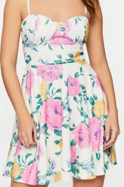 Floral Print Bustier Cami Mini Dress