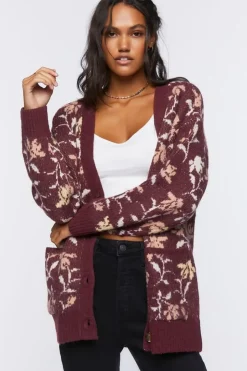Floral Print Cardigan Sweater