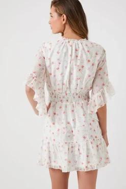 Floral Print Chiffon Mini Dress