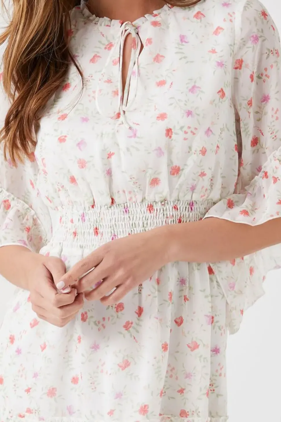 Floral Print Chiffon Mini Dress