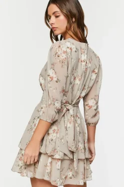 Floral Print Chiffon Mini Dress