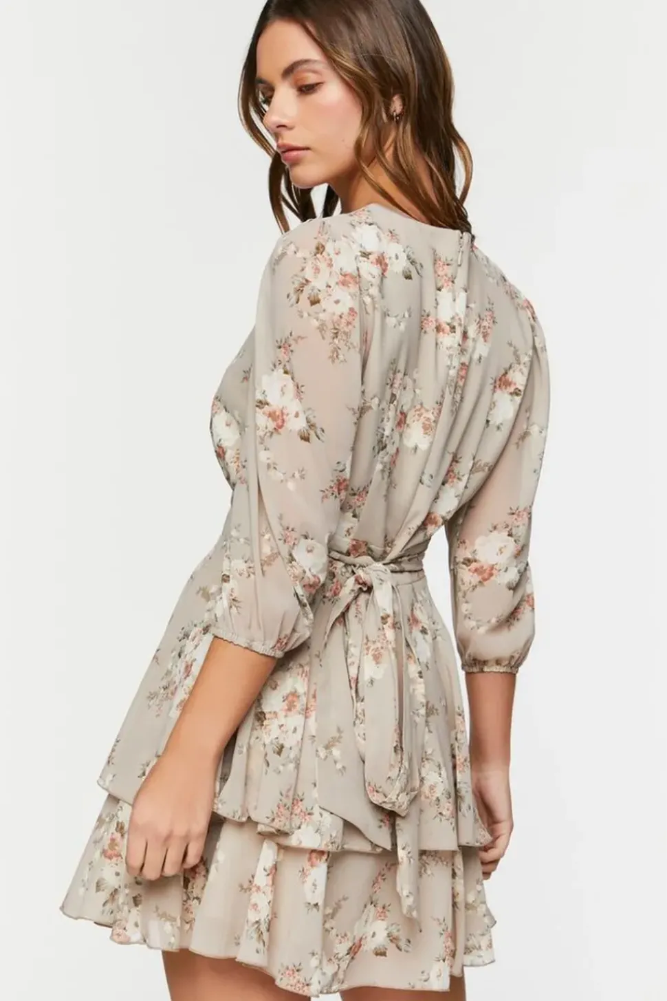 Floral Print Chiffon Mini Dress
