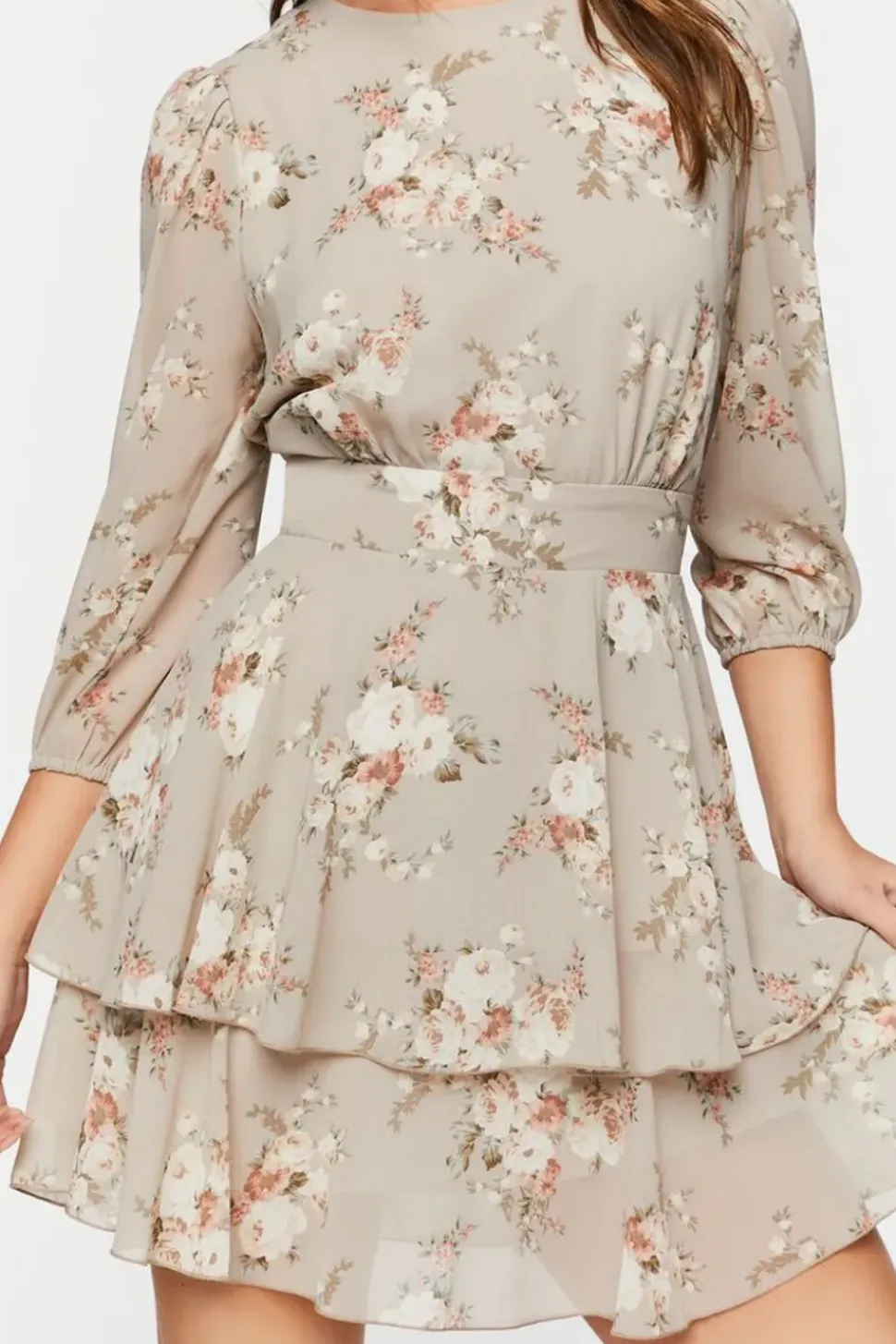 Floral Print Chiffon Mini Dress