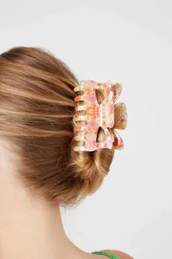 Floral Print Claw Hair Clip