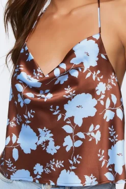 Floral Print Cowl Neck Cami