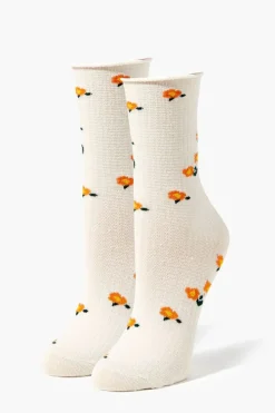 Floral Print Crew Socks