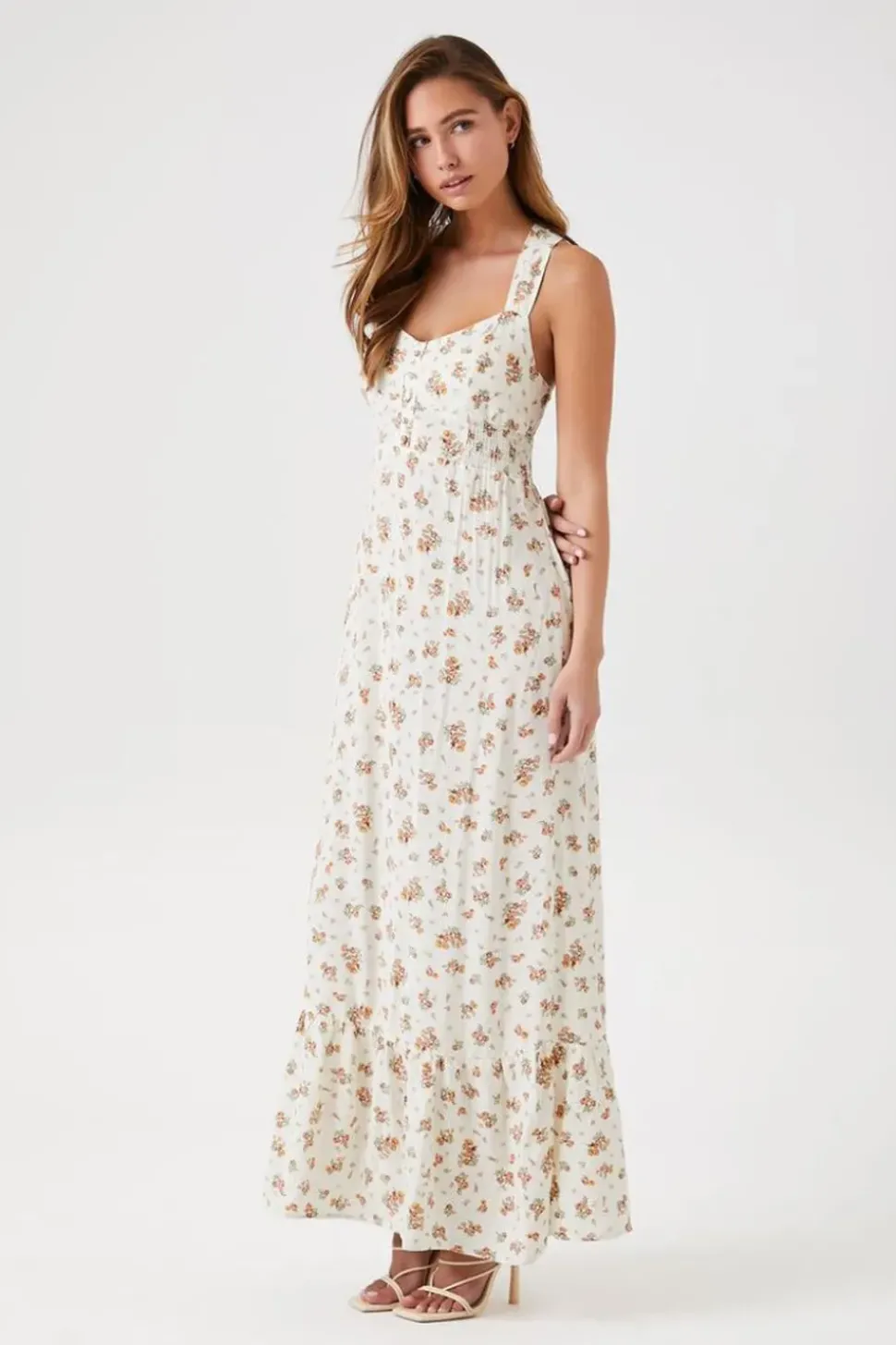 Floral Print Crisscross Maxi Dress