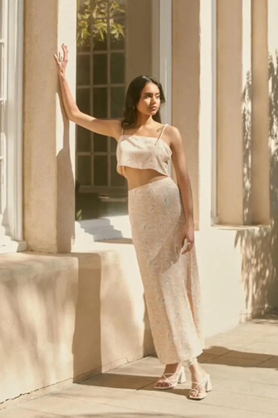 Floral Print Cropped Cami & Skirt Set