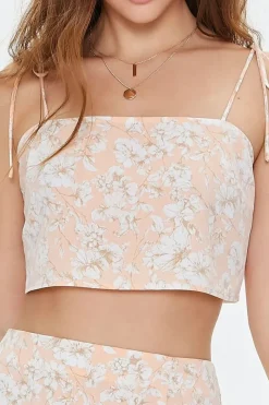 Floral Print Cropped Cami & Skirt Set