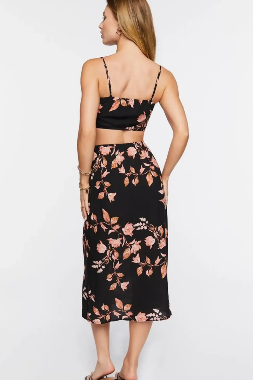 Floral Print Cropped Cami & Skirt Set