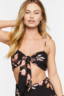 Floral Print Cropped Cami & Skirt Set