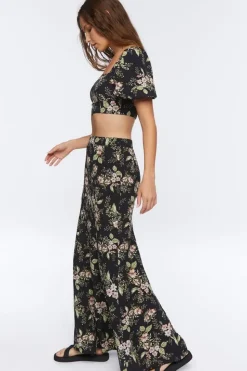 Floral Print Crop Top & Skirt Set