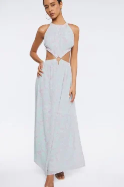 Floral Print Cutout Maxi Dress