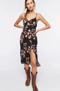 Floral Print Cutout Midi Dress