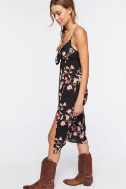 Floral Print Cutout Midi Dress
