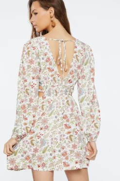 Floral Print Cutout Midi Dress