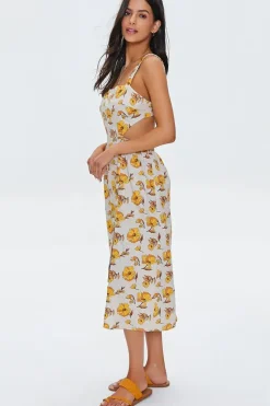 Floral Print Cutout Midi Dress