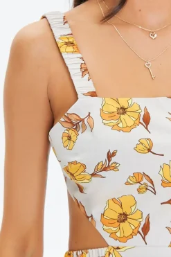 Floral Print Cutout Midi Dress