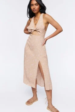 Floral Print Cutout Midi Dress