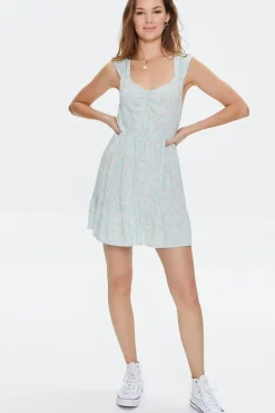 Floral Print Cutout Mini Dress