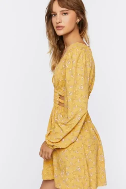 Floral Print Cutout Mini Dress
