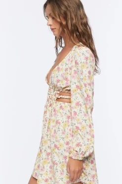 Floral Print Cutout Mini Dress