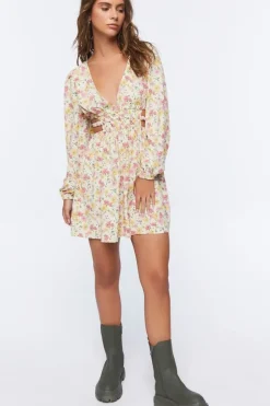 Floral Print Cutout Mini Dress