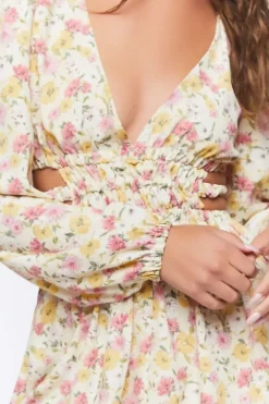 Floral Print Cutout Mini Dress