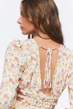 Floral Print Cutout Mini Dress