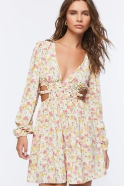 Floral Print Cutout Mini Dress
