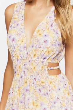 Floral Print Cutout Mini Dress
