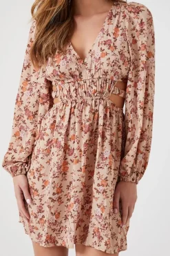 Floral Print Cutout Mini Dress