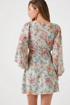 Floral Print Cutout Mini Dress