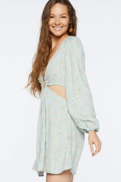 Floral Print Cutout Mini Dress