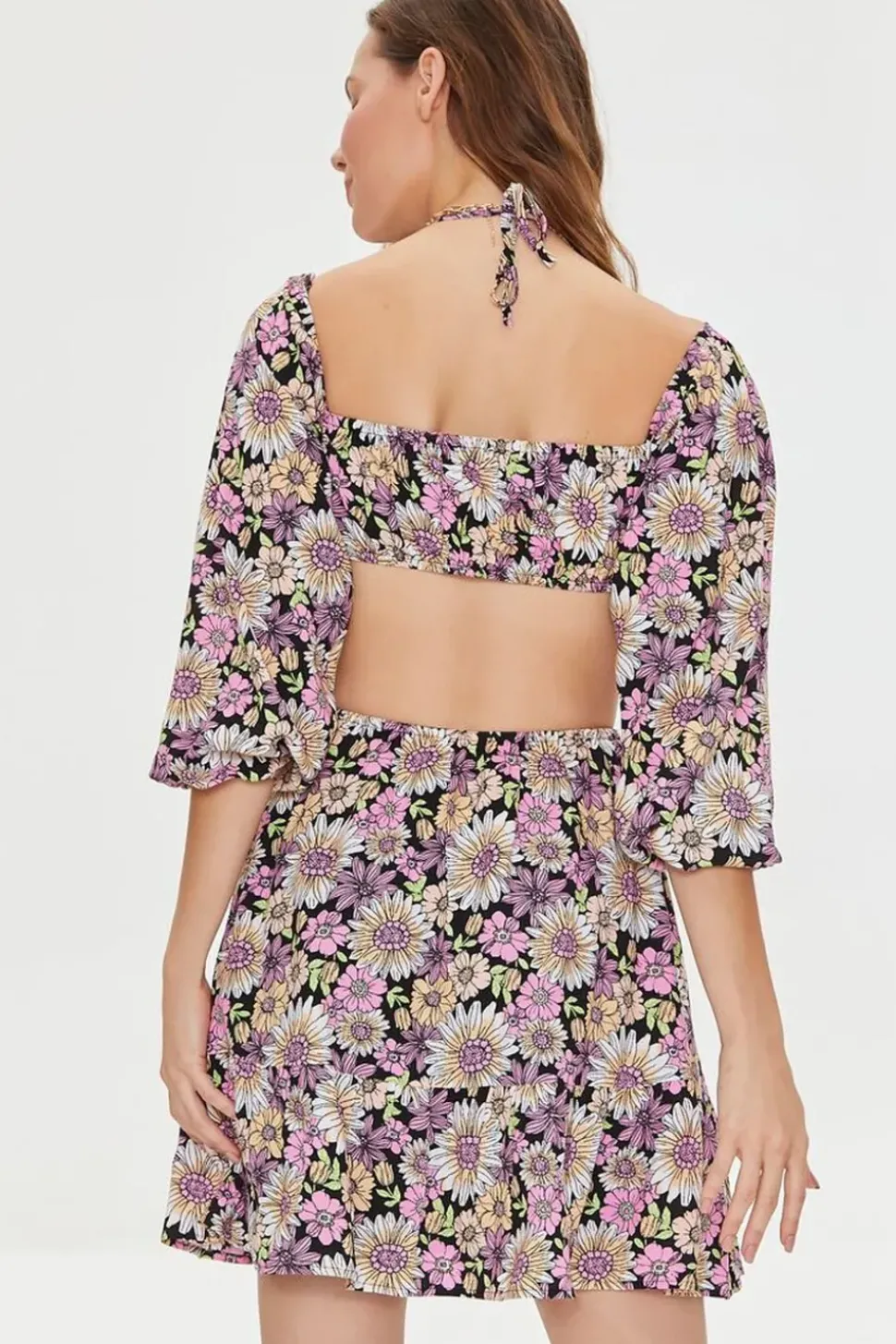 Floral Print Cutout Mini Dress