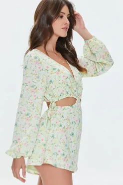 Floral Print Cutout Romper
