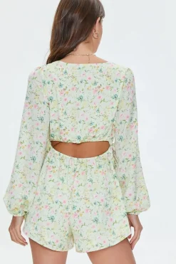 Floral Print Cutout Romper