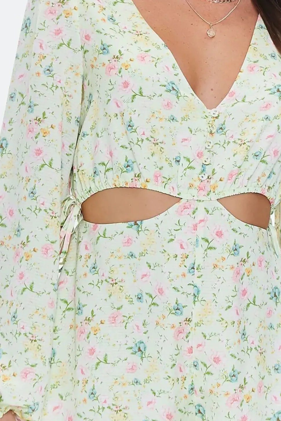 Floral Print Cutout Romper