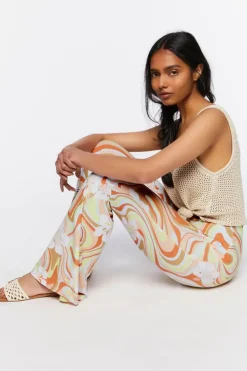 Floral Print Flare Pants